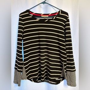 41 Hawthorn Womens Knit Top Black & White Stripe Tunic Stretch Poly